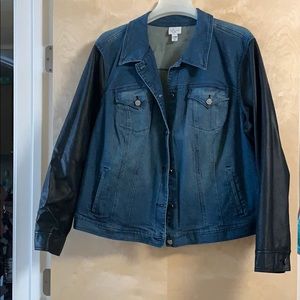 Fake leather sleeve Jean jacket